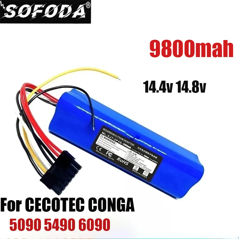 

9800mah li-ion bateria para cocotec conga 5090 5490 robô aspirador de pó acessórios peças de reposição