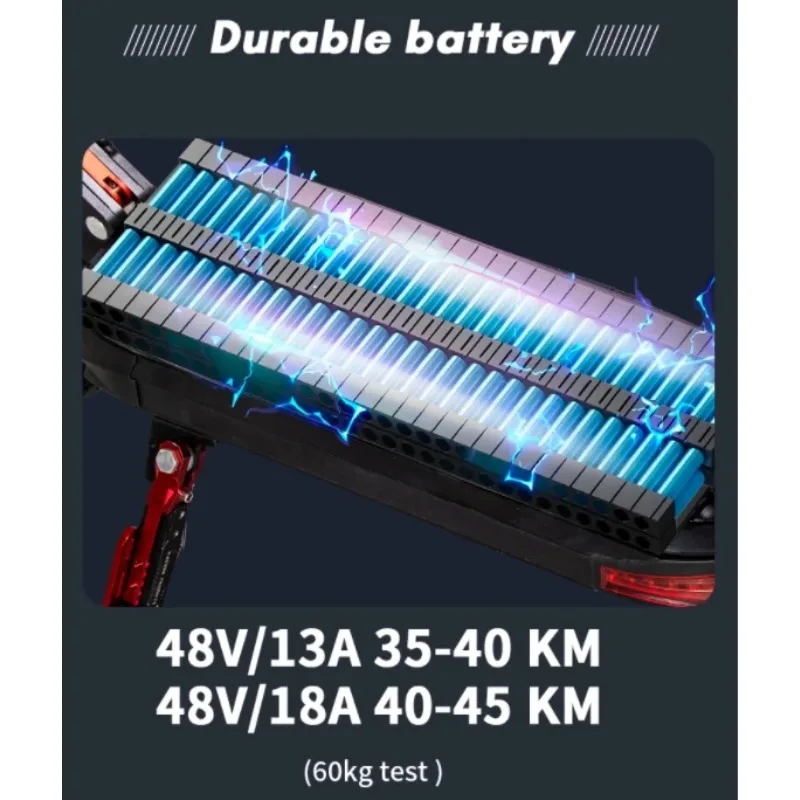 접이식 전동 스쿠터 (성인용, 시트 포함, 주행거리 30마일, 이중 충격 흡수 장치, 바구니 포함)