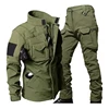 Outdoor Men Shark Skin Soft Shell Set Fleece Warm Tactics Suit Multi Pocket Wear-resistant Charge Jacket+Waterproof Pant 2-piece 3