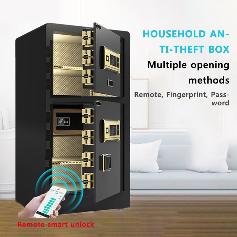 

Safe Box Home Anti-theft Box Small Fingerprint Password Double Door Safe Office Hotel All-steel Safe Deposit Box 1m Hight