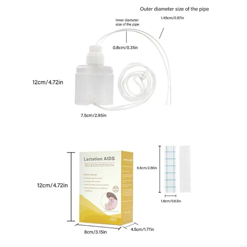 Newborns Feeding Aid Nursing Device, Soft Silicone Baby Milk Bottle Lactation Aid Tube Adjustable Suction Easy to Clean