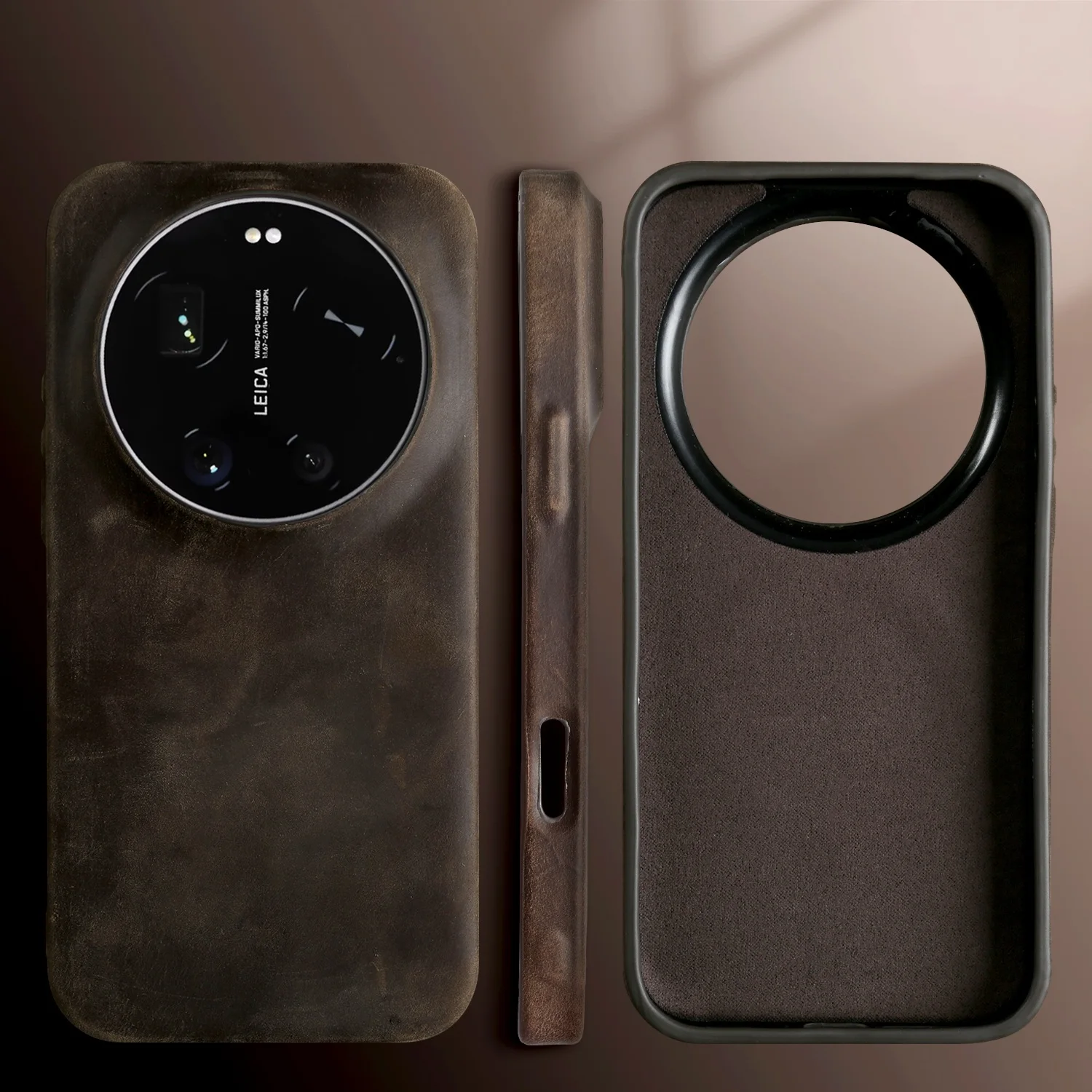 Handcrafted Magnetic Genuine Leather Business Phone Back Cover Case - Crazy Horse Design
