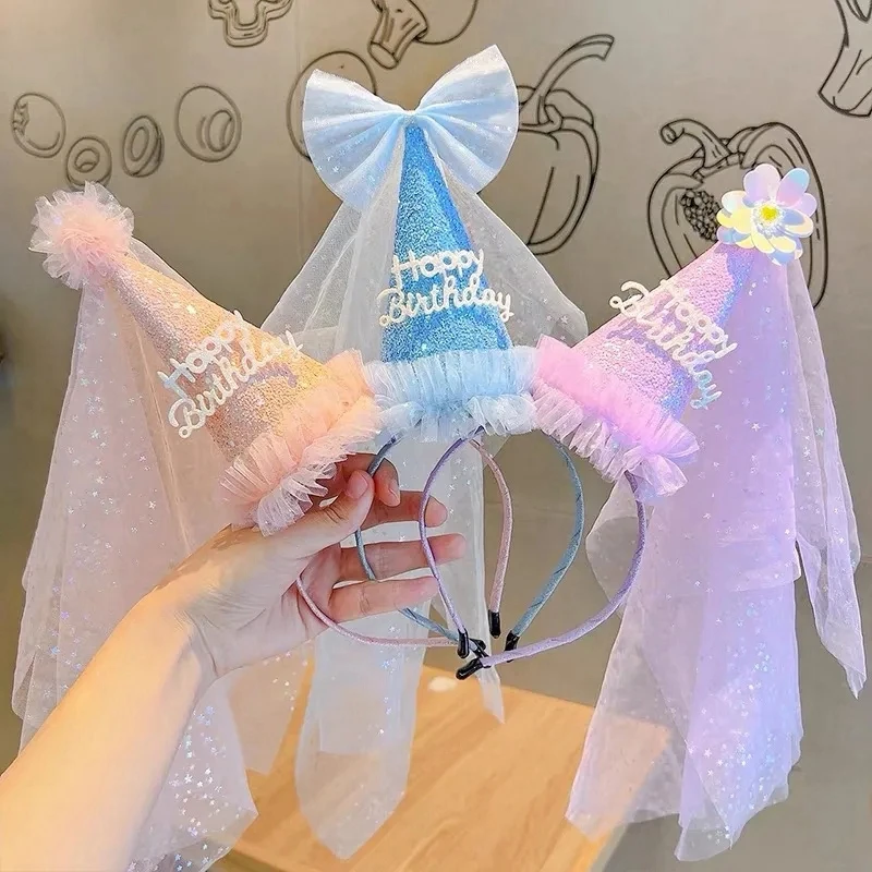 White Daisy Crown Birthday Hat Party Supplies 1 Year Old Baby Birthday Crown Felt Fabric Hats Photobooth Props Party Decoration