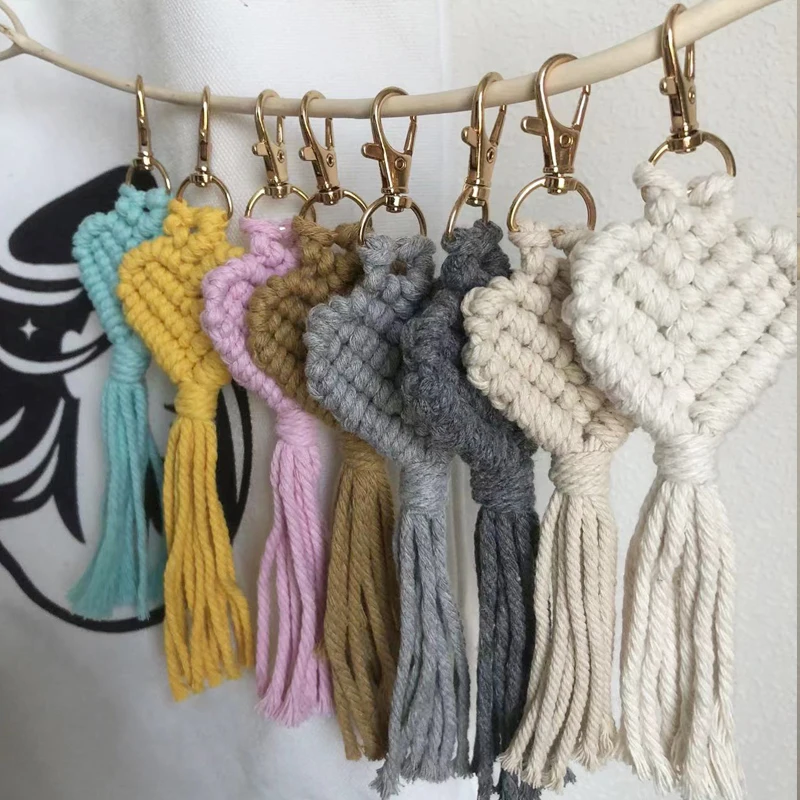 Macrame Hobo Keychain Handmade Heart-shaped Bag Pendant Car Keys Mother's Day gift Wedding Accessories Wholesale Wedding Gift 6
