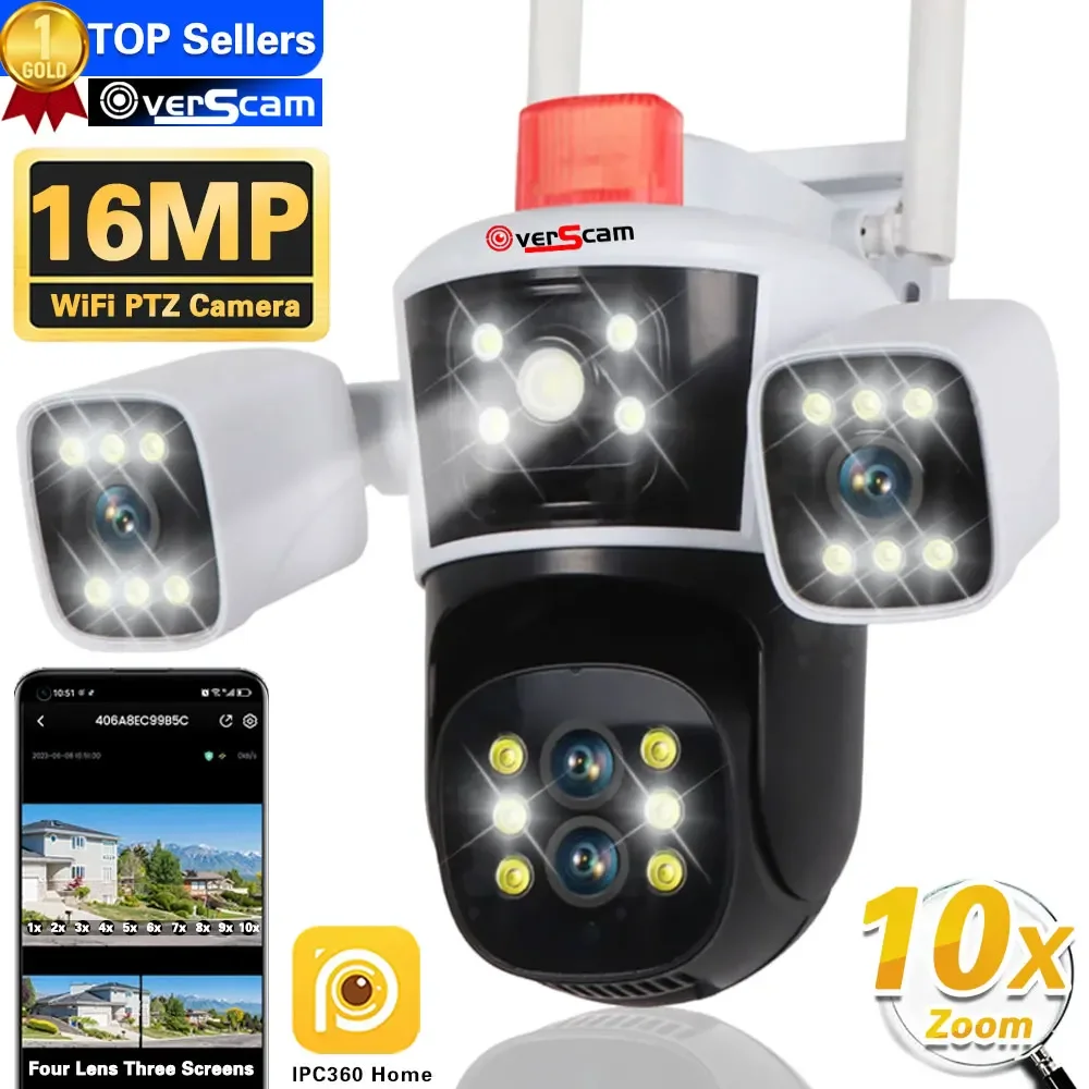 

8K 16MP 10X Zoom WiFi IP Camera Outdoor 6K Four Lens Three Screens Human Auto Tracking CCTV Video Surveillance Cameras IPC360