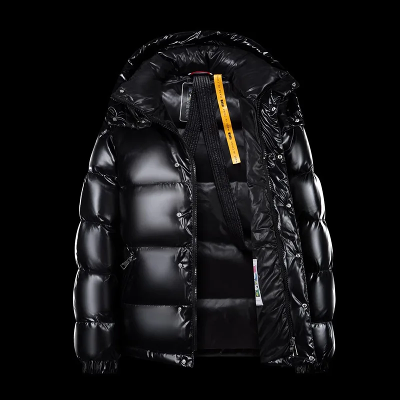Men's New Winter Shiny Down Jackets Men's Short Trendy Brand Couple's Hooded Thickened and Warm outerwear 90% White Duck Down Down Jacket Mens Jacket