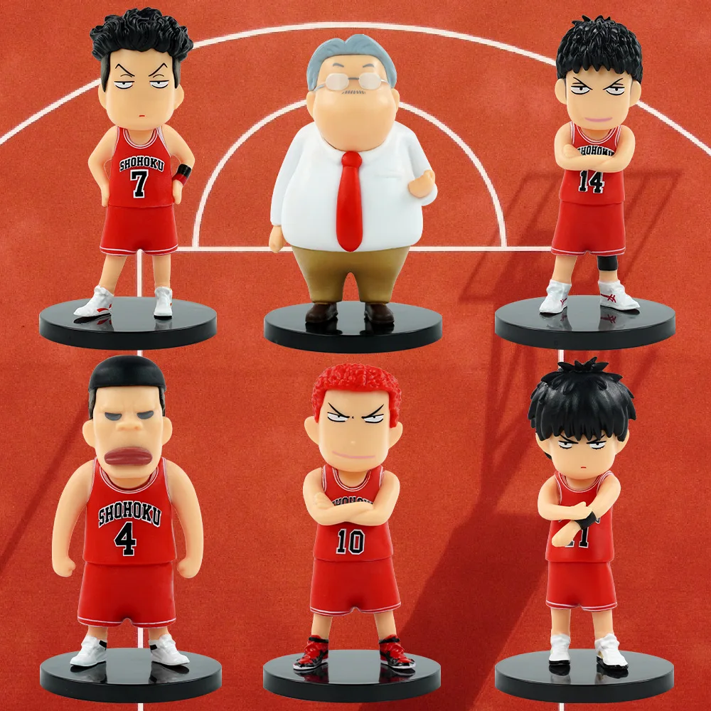 

6pcs/set 10cm Sakuragi Hanamichi Akagi Takenori Miyagi Ryota SLAM DUNK Rukawa Kaede Action figure toys doll Christmas gift