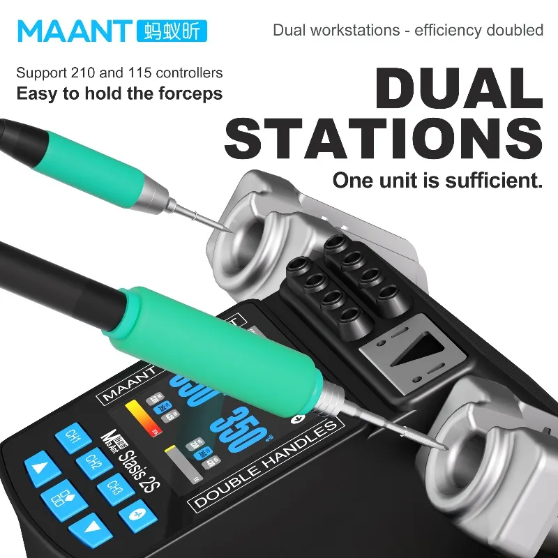 MaAnt 2S 납땜 인두 스테이션 200W 고속 가열 C210/C215/C115 핸들 전자 용접 리워크 스테이션 휴대폰 수리 도구
