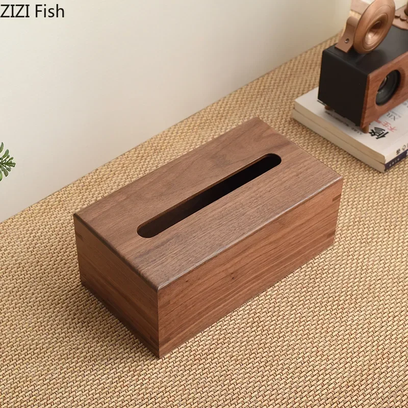 Cross Walnut Wood Tissue Boxes Household Paper Towel Case Living Room Coffee Table Removable Tissue Box Holder Home Decoration 3