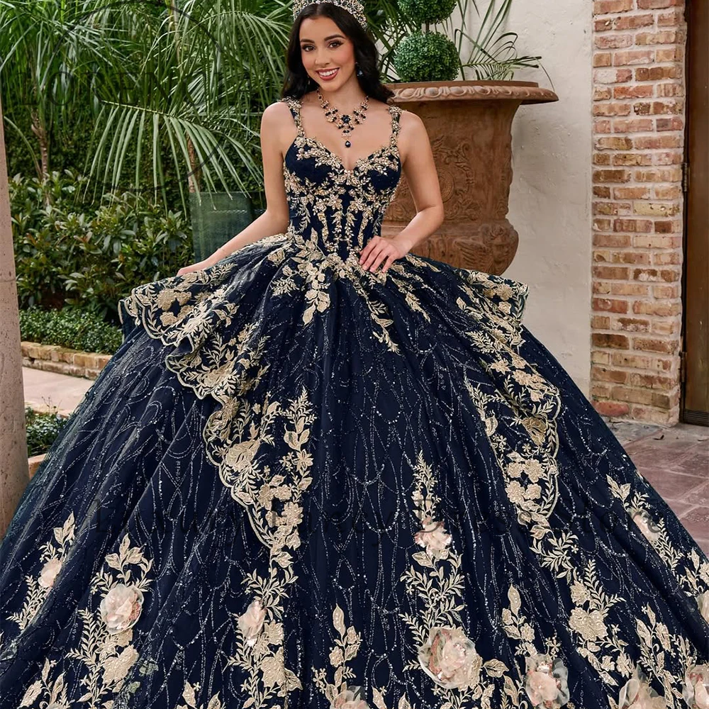 Luxury Applique Quinceanera Dresse Spaghetti Strap 16 Sweet Birthday Party  Ball Gowns Customized vestidos para mujer elegantes - AliExpress 320