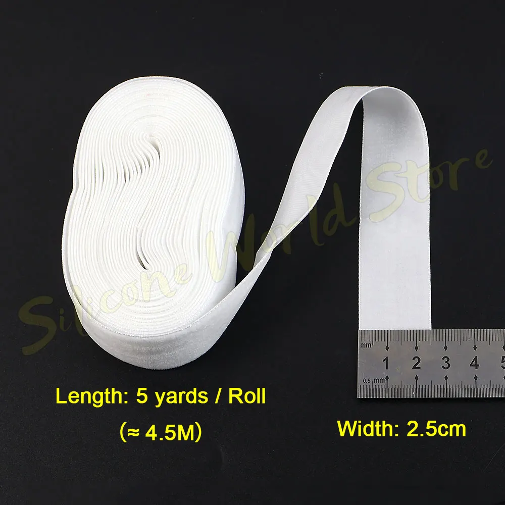 Silicone World White 25MM Single Face Velvet Ribbon Nylon Tape DIY Handmade Gift Bouquet Wrapping Supplies Party Home Decoration