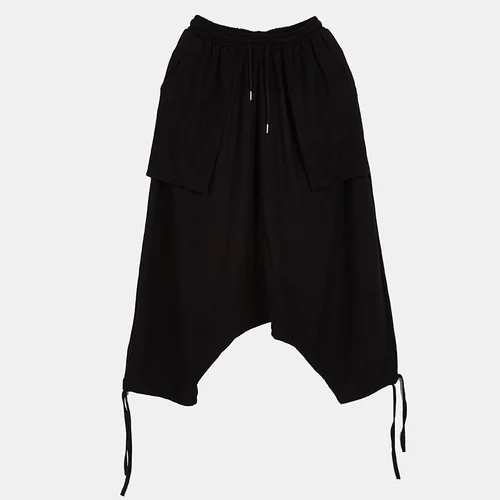 

Loose Casual Men Black Cross Pants Male Punk Gothic Hip Hop Fashion Pocket Japanese Harajuku Streetwear Kimono Harem Pants