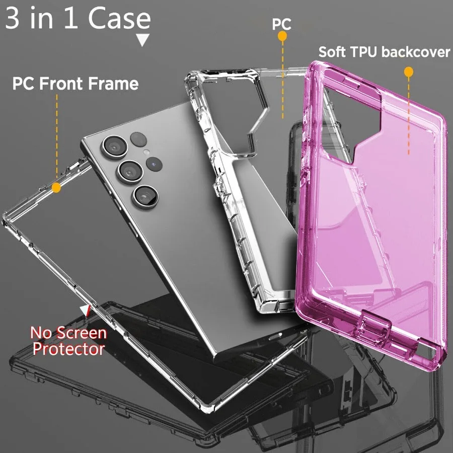 Durable 3-IN-1 Shockproof Glossy Bumper Phone Case