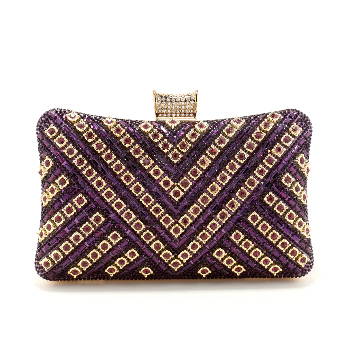 Golden Rhinestone Beaded Evening Clutch Bag for Women