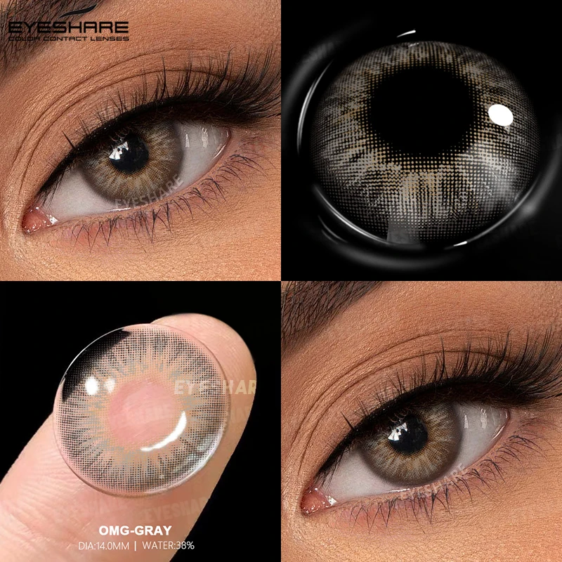 EYESHARE Farbkontaktlinsen für Augen, natürliches Grau, Schönheit, Schüler, Augenlinsen, braune Kontakte, 2 Stück, 1 Jahr, modisch, grün, Pupillentes – Detail 11