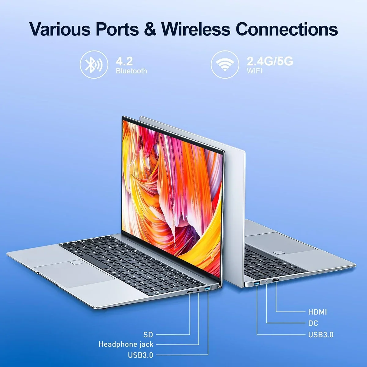 15.6" Office Notebook Laptop 32GB DDR4 1024GB SSD Windows 11 N5095 IPS FHD 1080P Display 5G/2.4Ghz WiFi USB 3.0
