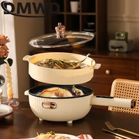 DMWD Electric Wok Non Stick Frying Pan 3.5L Electric Stir-fry Pot Stew Soup Hotpot Rice Cooking Multicooker With Food Steamer 1