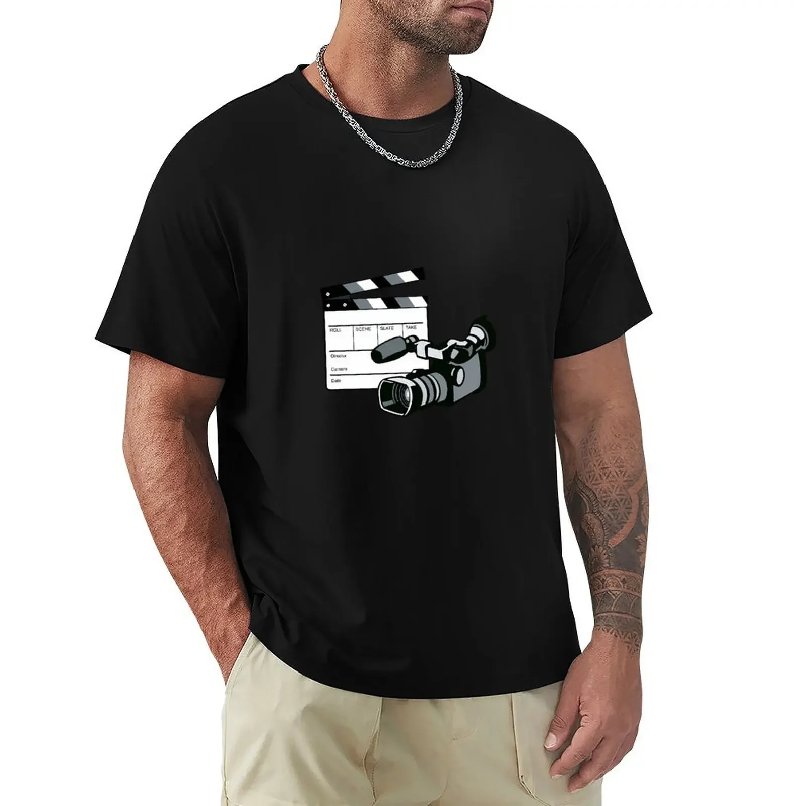 

Video Camera Movie Clapboard Retro \t T-shirt quick drying new edition Short sleeve tee men graphic t shirts