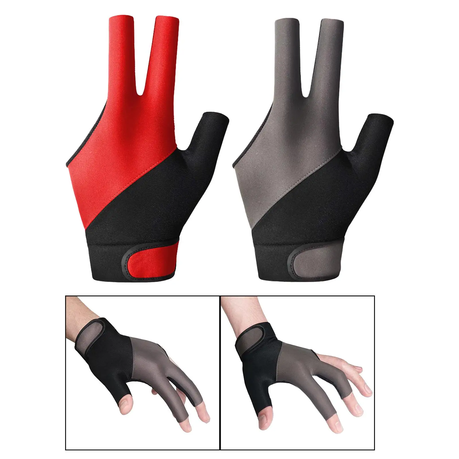 

3 Fingers Billiard Glove Snooker Accessories Adjustable Non Slip Durable Snooker Gloves for Games Indoor Adults Practice Playing