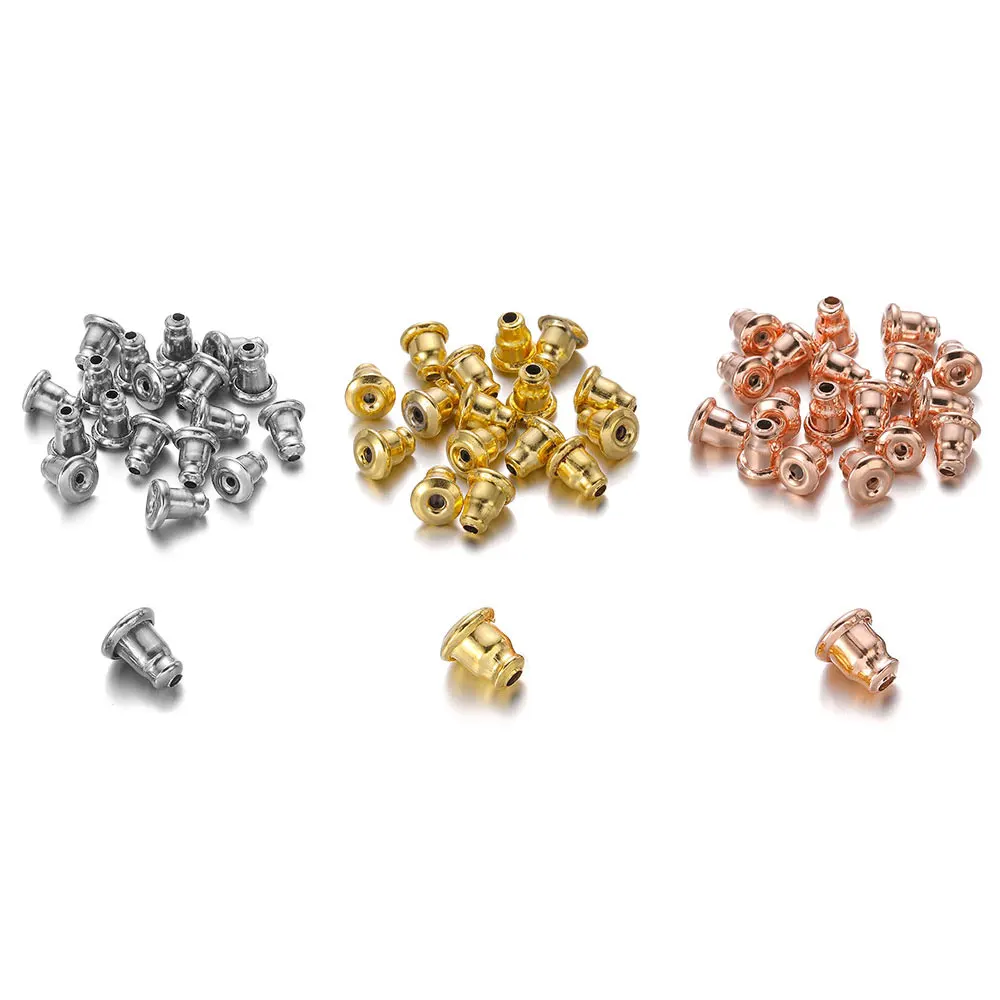 50PcsStainlessSteelClassicBulletEarringBacksPlugEarStudsBack