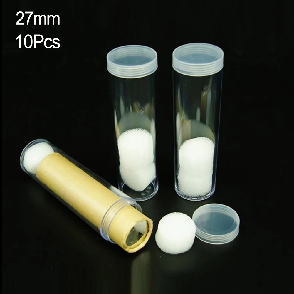 

10 Pcs 27/30mm Protective Tube Holder Prevent Damage Gross Ware Tool Transparent Plastic Coins Storage Bottle Tube Coins Collect