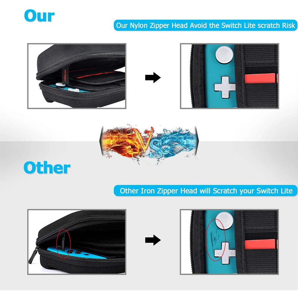 여행용 핸드백 나일론 EVA 하드 운반 케이스 닌텐도 스위치 라이트용 두꺼운 긁힘 방지 이중 수납 가방