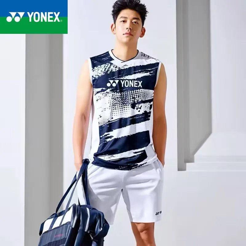 Badminton Jersey Top Splashing Ink Quick-drying Training Sleeveless T-shirt for Men YONEX short sleeve t shirt badminton uniforms