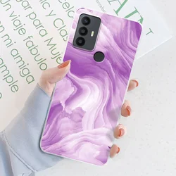 Floral Transparent TPU Silicone Soft Phone Case Cover - Flower Printing Coque Bumper for TCL 30 SE (TM2076)