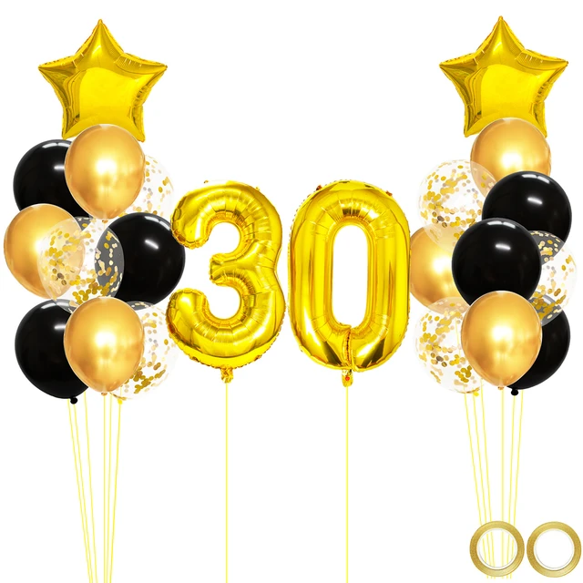 Ballons mixtes or et noir, décorations de fête 30e anniversaire, homme et  femme de 30 ans, décor d'anniversaire, travailleurs, 25 pièces - AliExpress