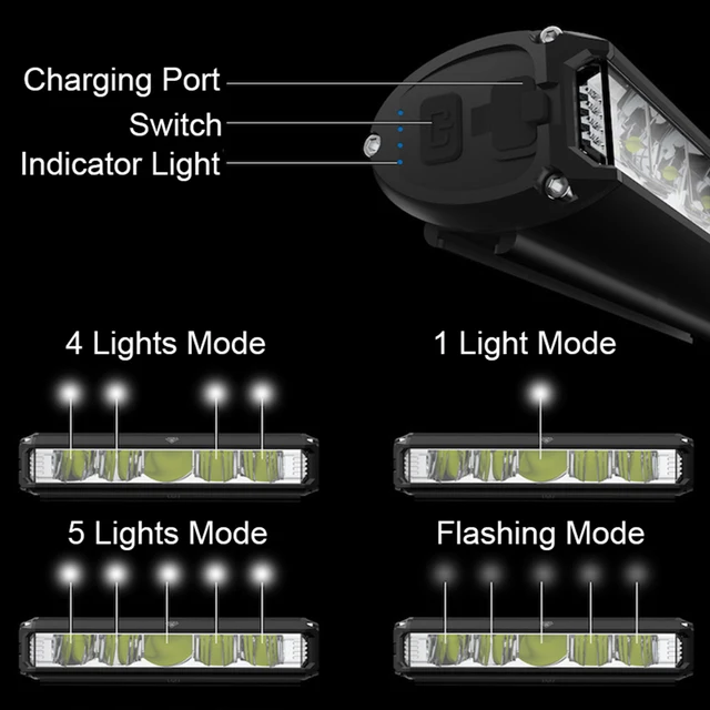 5 LEDS Bicycle Light 6000LM 8000mAh Waterproof Flashlight 1