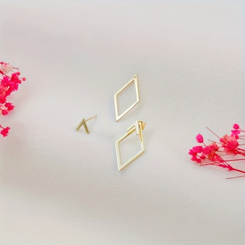 Geometrische quadratische abnehmbare Dreiecke Ohrstecker für Frauen Modeschmuck minimalistische Accessoires Partygeschenke – Detail 4