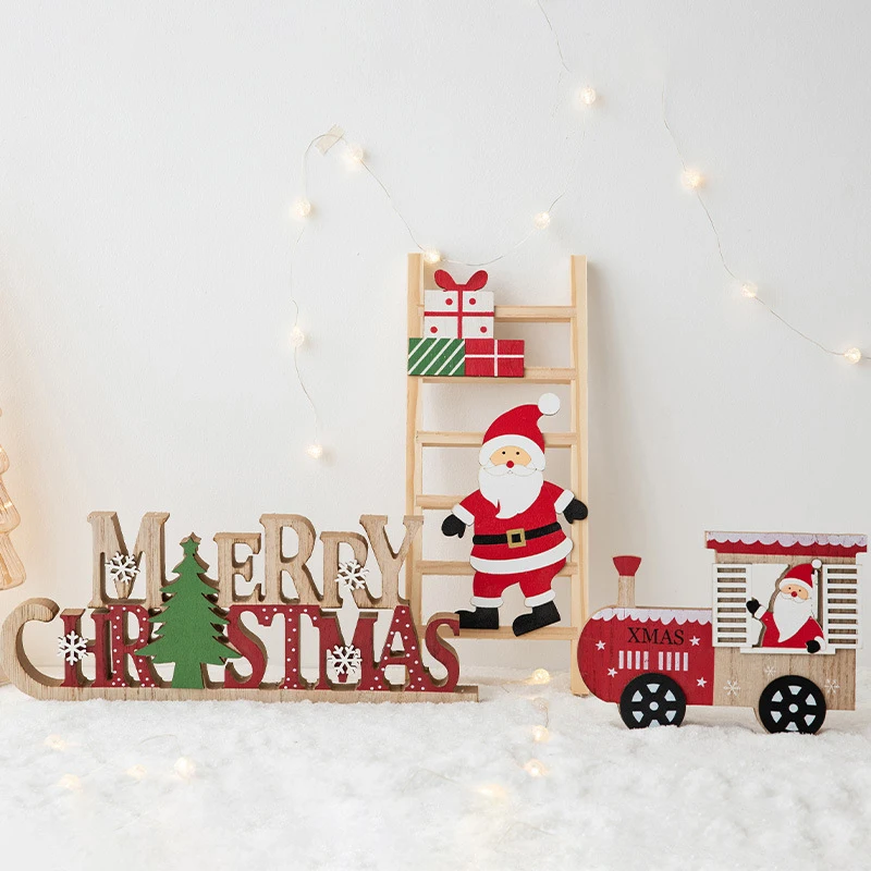 

Christmas Table Decoration Wooden Santa Claus Ladder Xmas Tree Desktop Ornaments Centerpiece New Year Holiday Decor Noel 2022