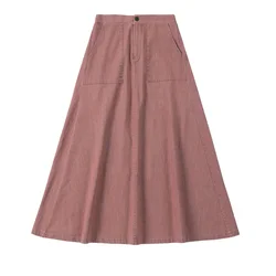 Chic Loose Modal Tee with Colored Denim Skirt - Spring/Summer Fashion - Teen 14 (Brick red)