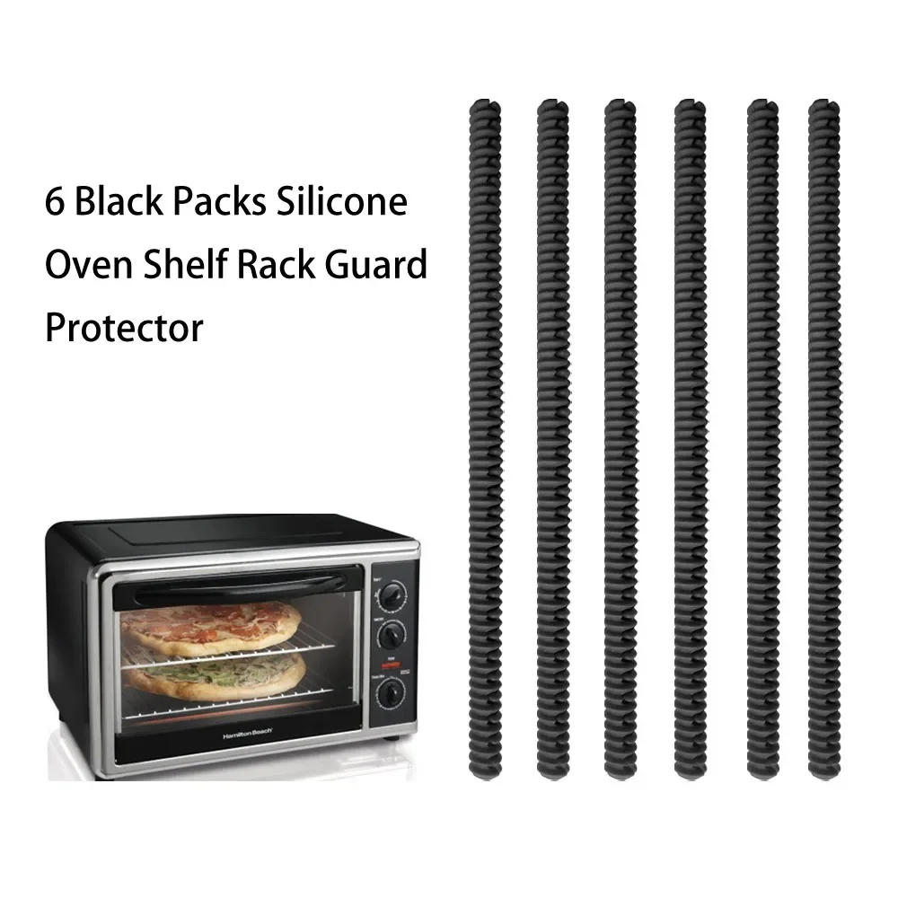 Oven Rack Shields-6 Pack Heat Resistant Silicone Oven Rack Cover 14 inches Long Edge Protector, Protect Against Burn
