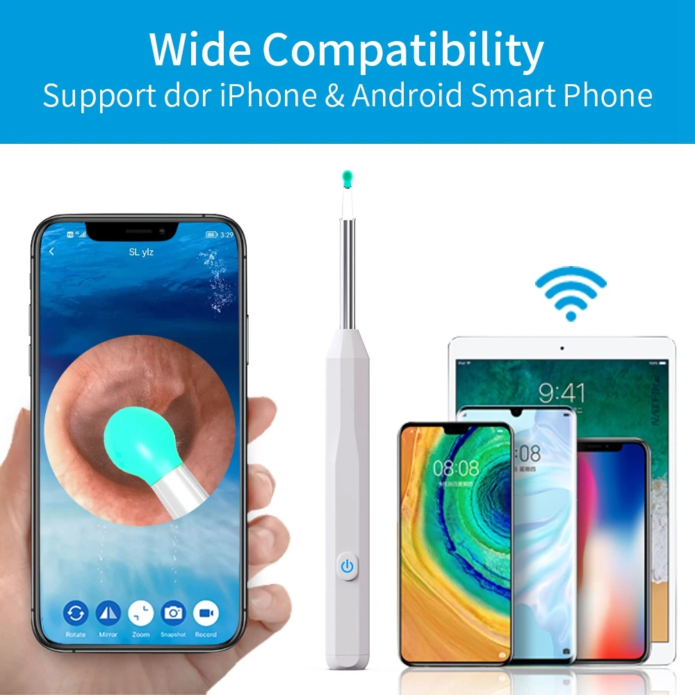 Ear Wax Remover NATFIRE NE6 Wireless Luminous Otoscope Cleaner 1296P HD Visual Sticks Endoscope Mini Camera Health Care