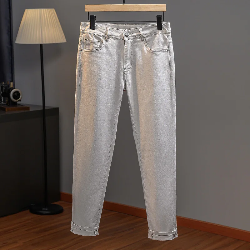 2024 autumn new jeans men's Stretch Slim high-end casual light luxury and simplicity all-match mute trousers 4
