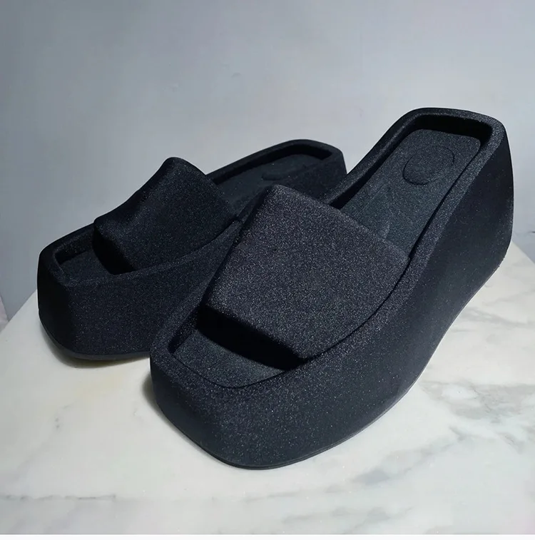 Baldauren New Platform Women Slippers Summer Square Toe Brand Satin Sandals WomenSexy High Heels Shoes Beach Sandals
