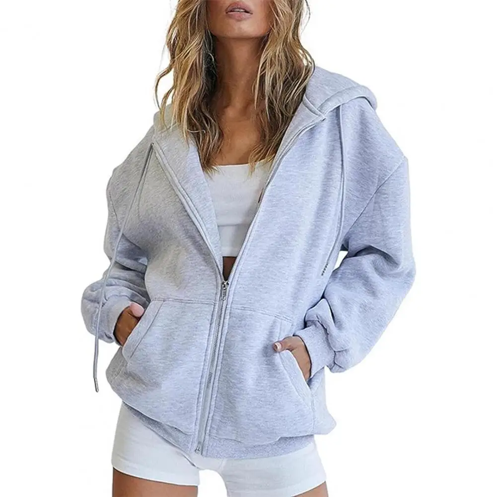 

Autumn Winter Sweatshirt Oversized Hooded Sweatshirt Coat for Women Loose Fit Drawstring Pockets for Outwear Autumn Season