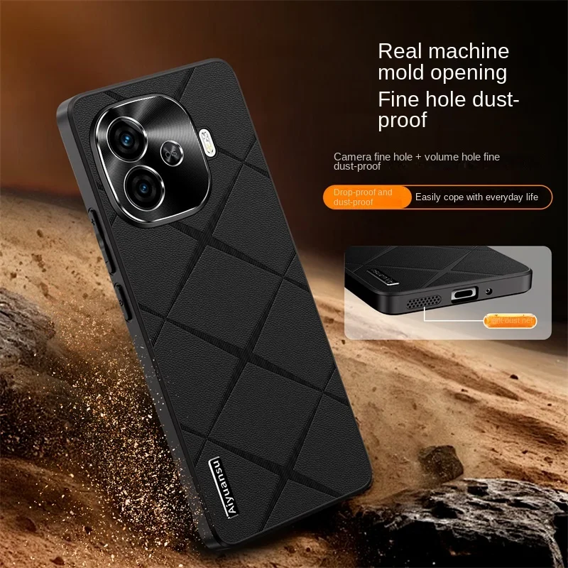 High-Luxury Vegan Leather Phone Case with Metal Lens Protection, Anti-Drop, and Anti-Fingerprint Features