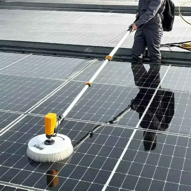 Lightweight Solar Panel Cleaning Brush with Water Fed Pole for Photovoltaic Single Head Rotating Solar Panel Clean Brush