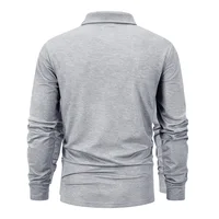 Printemps hommes d'affaires décontracté à manches longues Polo couleur unie à la mode respirant confortable Polos d'affaires sociaux mâle 6