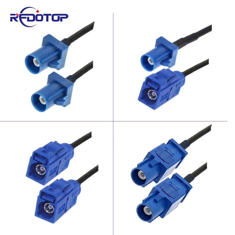 Blue Fakra C RAL5005 Male Female RG174 Cable GPS Antenna Extension Cord RF Coaxial Pigtail for