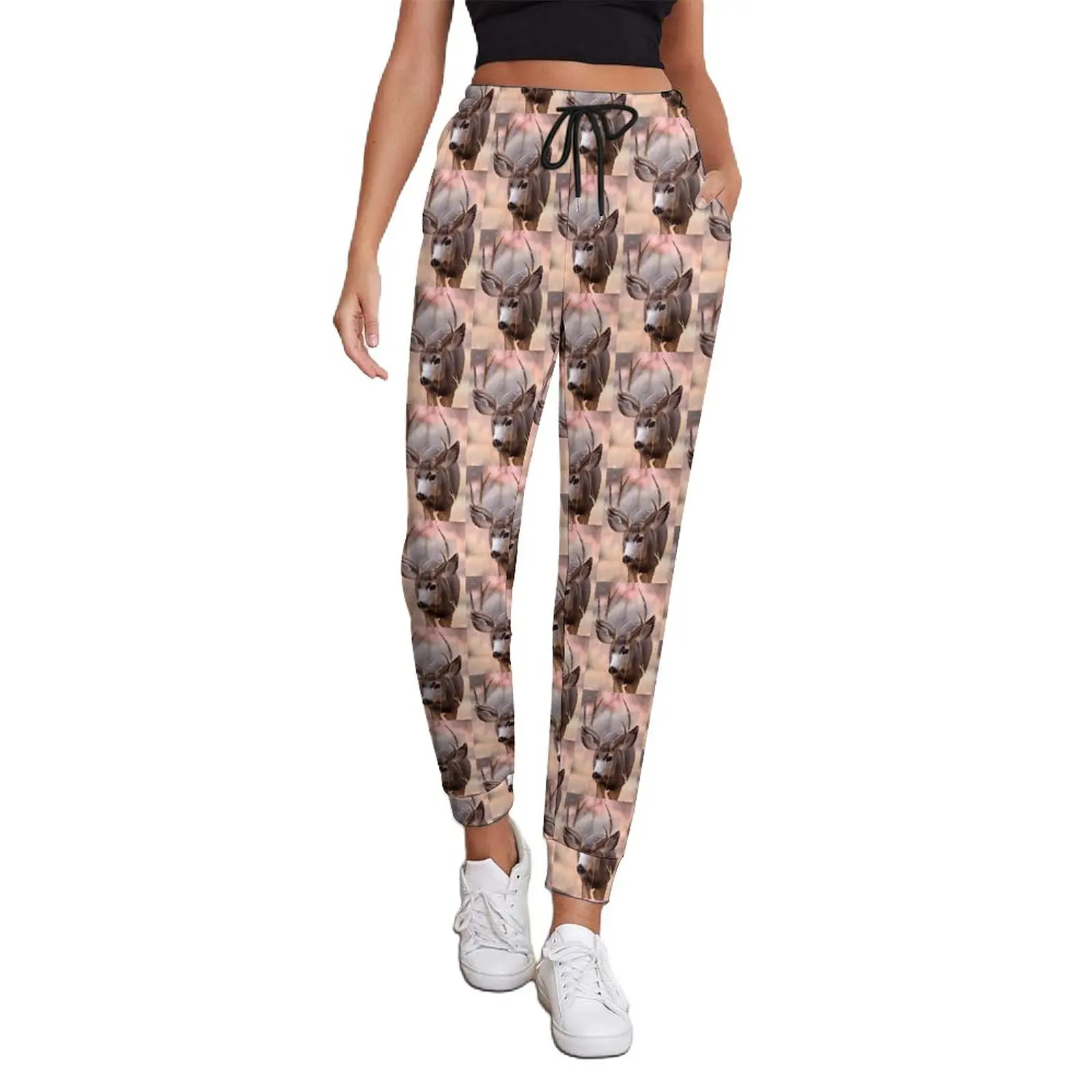 

Mule Deer Antlers Pants Women Animal Print Hip Hop Joggers Spring Casual Pattern Trousers Big Size 3XL