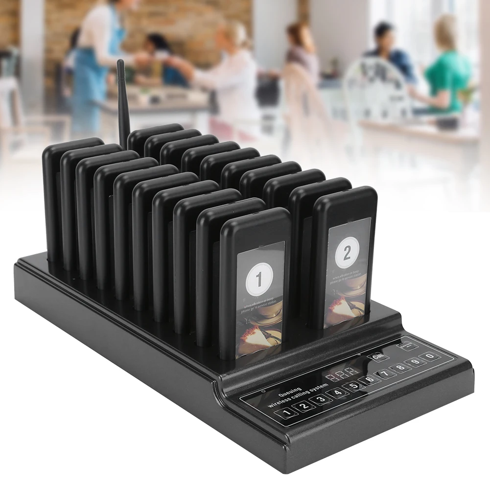 SU‑68Z Wireless Restaurant Buzzer Pager System 20 Coaster Receiver for Coffee Dessert Burger Shop Queue Calling System