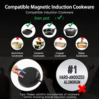 Double Induction Cooktop Burner with 240 Mins Timer, 1800w 2 Induction Burner with 10 Temperature 9 Power Settings, Porta 2
