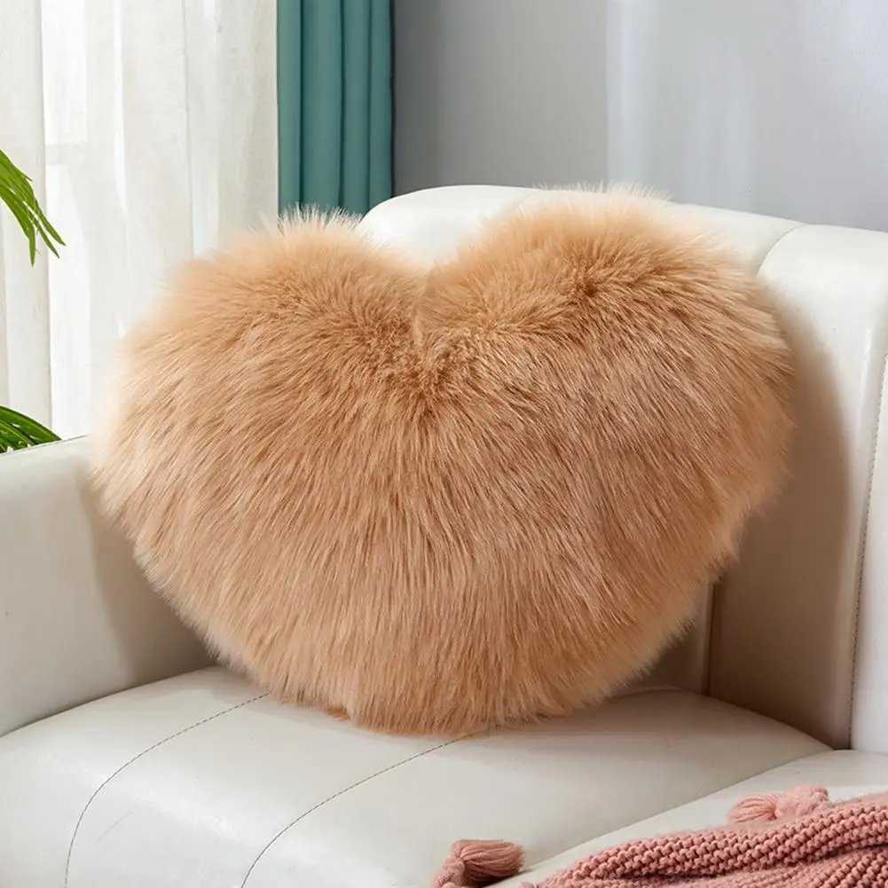 40cm PP Cotton Stuffed Heart Pillow Sofa Decorative Cushion Long Faux Fur Soft Sofa Pillow Cushion Gift Room Decorative Pillow 4