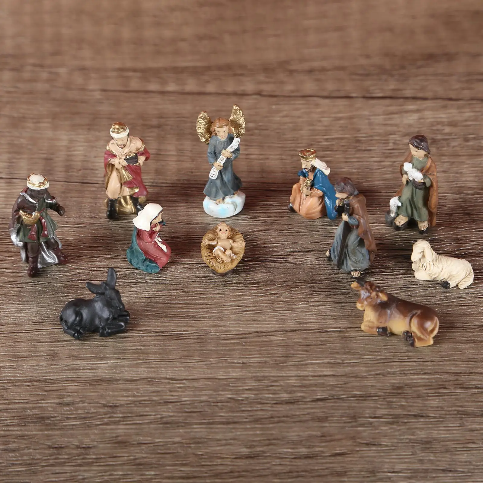 Resin Christianity Bith of Jesus Miniature Set 11pcs Resin Holy Nativity Figurine Religious Christmas Shelf Tabletop Decoration christian statue,home decor items