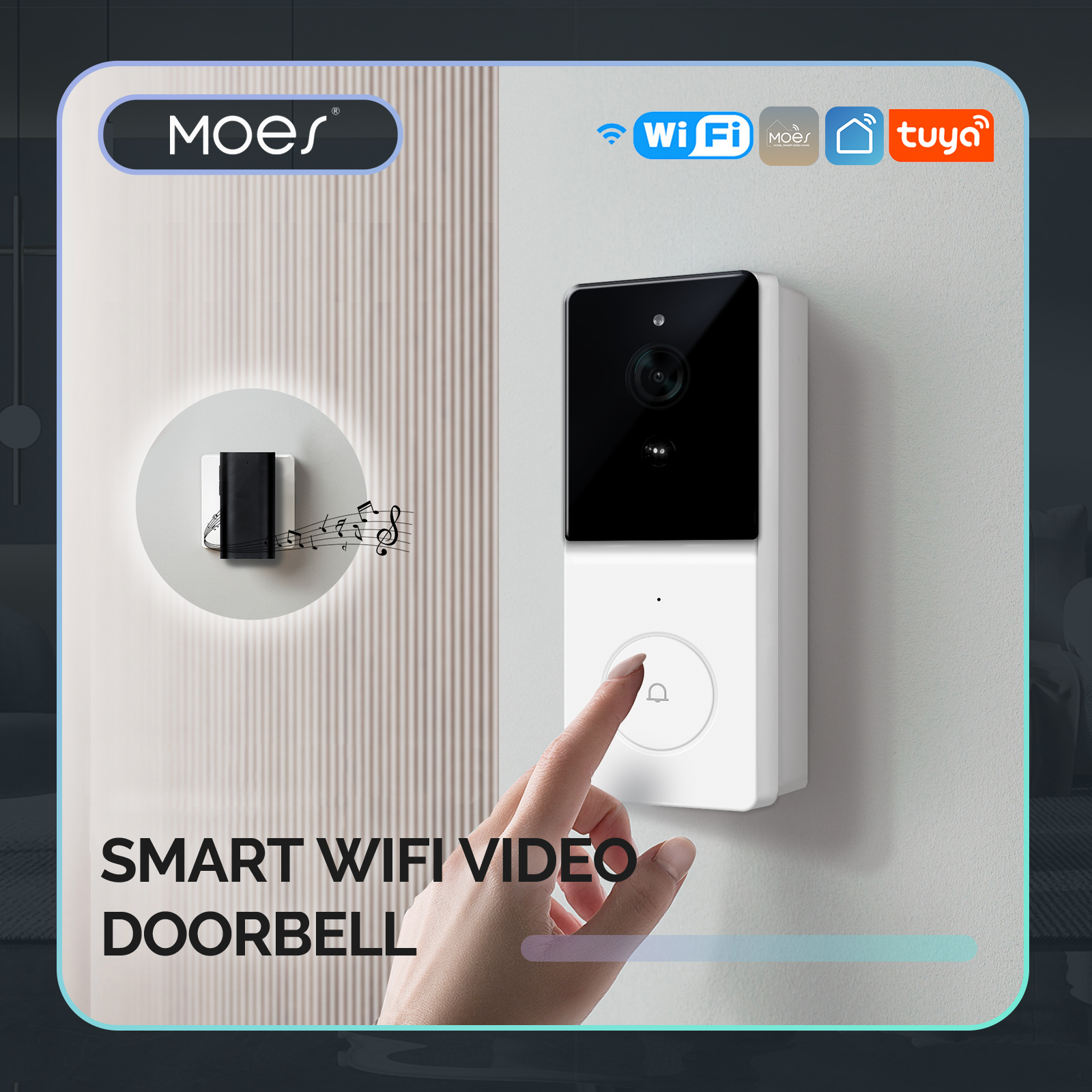 MOES Tuya 1080P Smart WiFi Video Doorbell Camera Wireless 2-Way Audio Intercom Night Vision with 64 GB SD Cardï¼Home Security