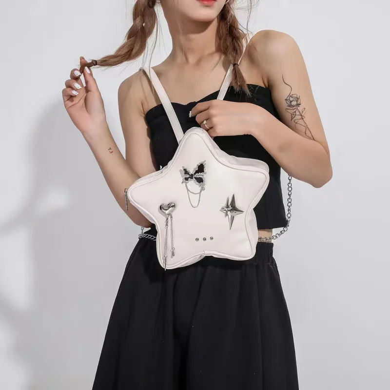 New Fashion Women Chain Star Backpack Summer US Trendy Ladies Shoulder Bag Cellphone Wallet Waist Bag 2023 Star Crossbody Bags