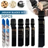 20Pcs Jigsaw Blades Set T-Shaft HCS Assorted Jig Saw Blades for Wood Plastic and Metal Cutting Blades for Black & Decker Metabo 1
